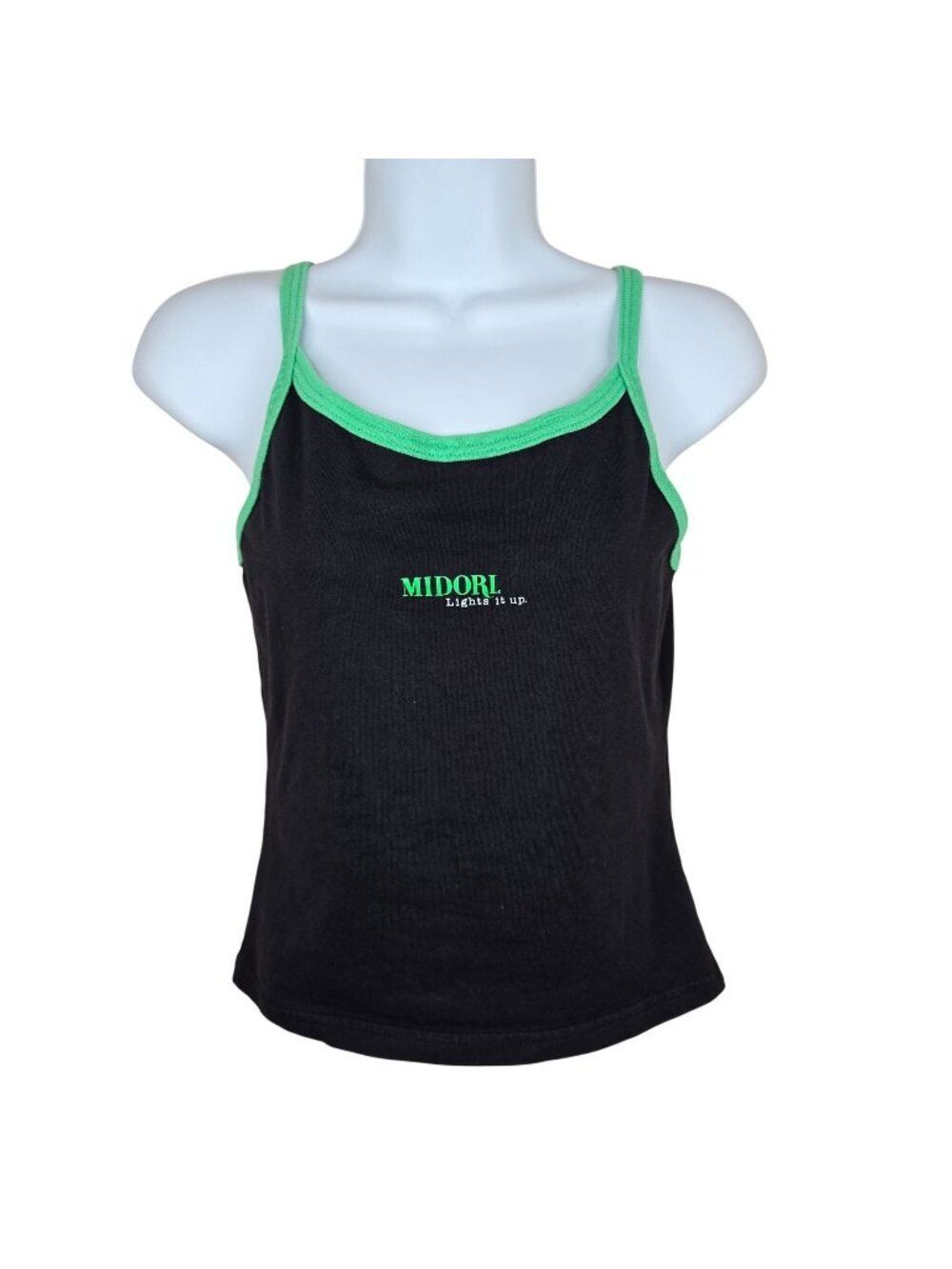 VintageโY2K Baby Doll Midori Black Green Tank Top Light It Up Womens M
